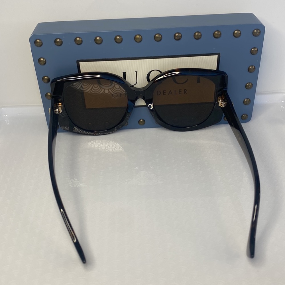 New - GUCCI GG1257SA Square Sunglass comes shiny dark havana frame with brown … - Picture 9 of 16